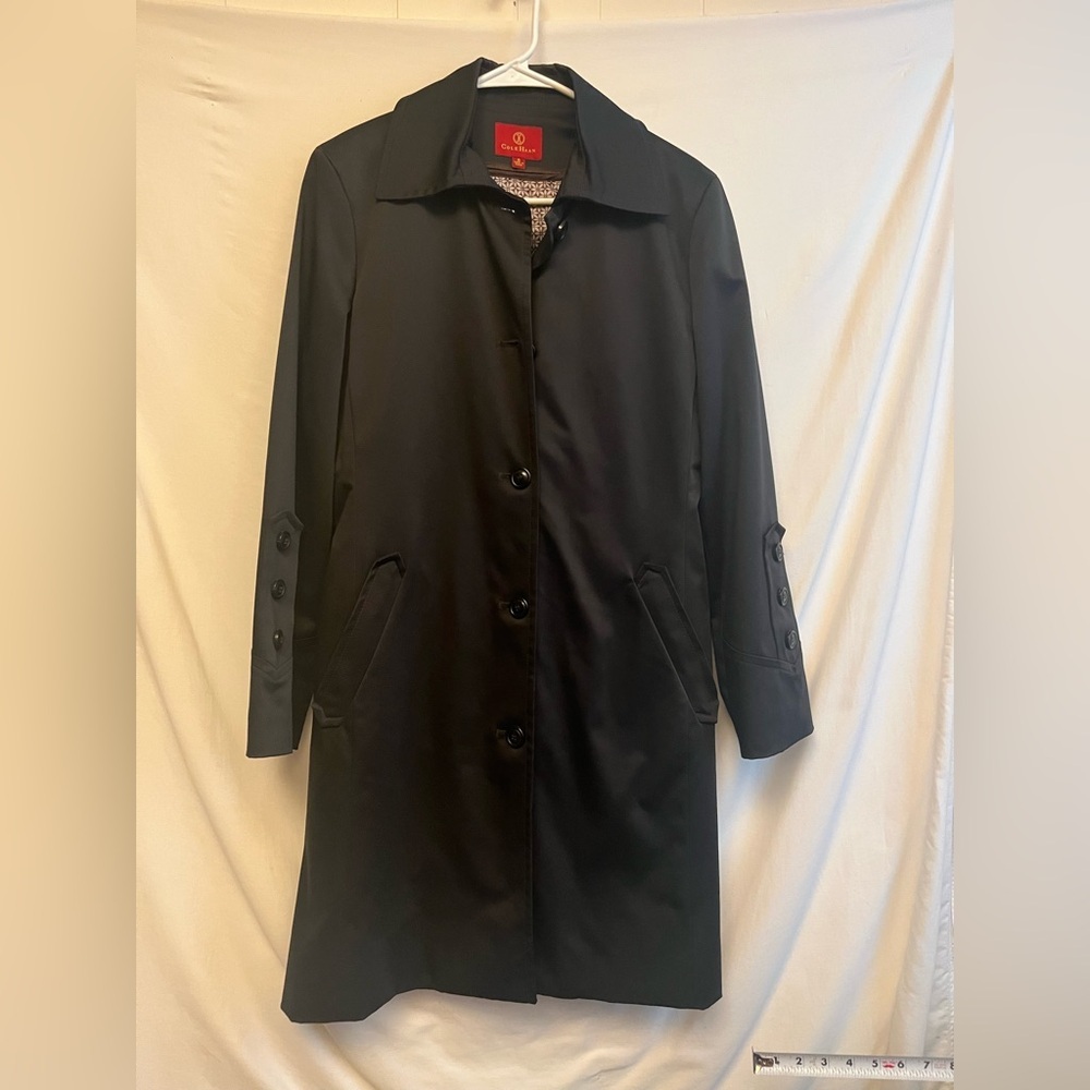 Cole Haan Elegant Dressy Satin Day Black Blazer Med Length Button Coat Sz 6